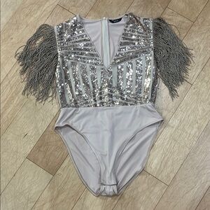 Sequin Tassel Nude Bodysuit